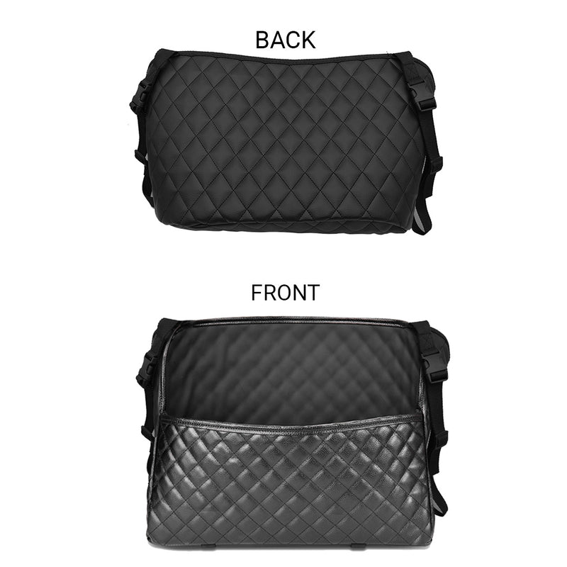 2X Black Leather Car Organizer Backseat Hanging Storage Bag Easy Clean Durable