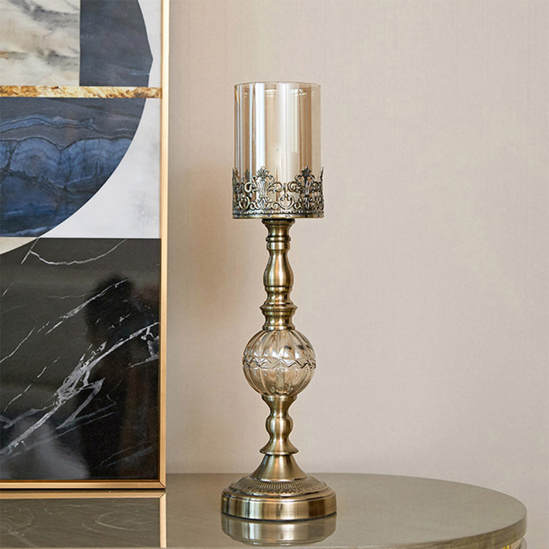 1X Glass And Metal Candle Holder 47cm Tall 13cm Width Wedding Centerpiece