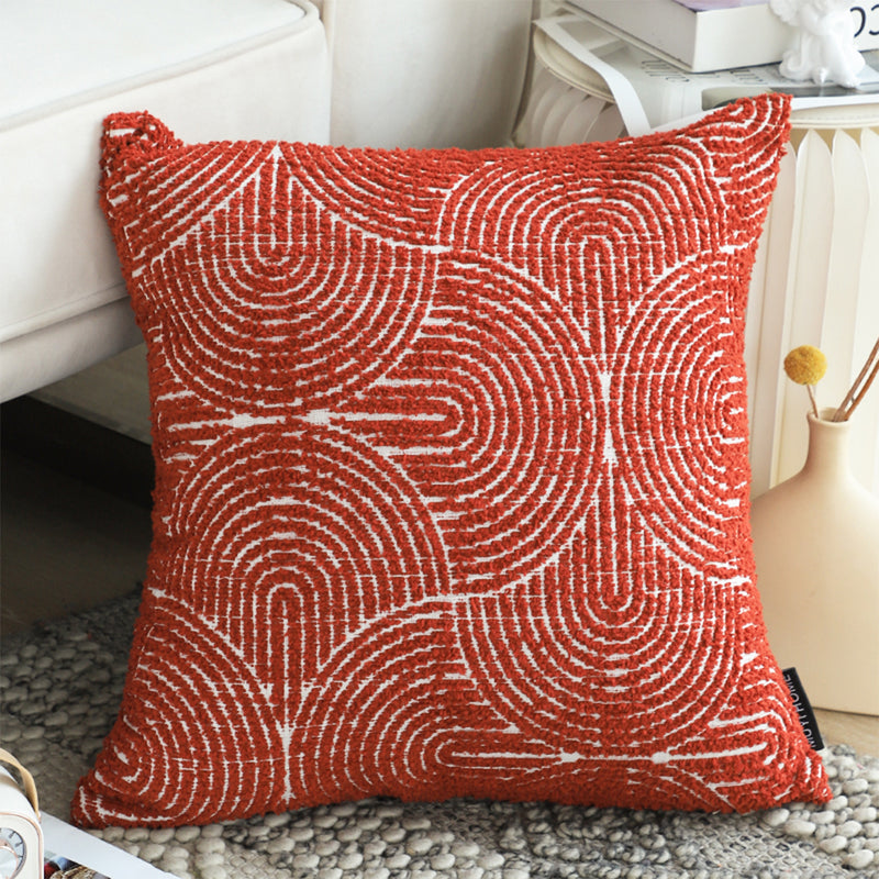 2X 50x50x18cm Polyester Cotton Blend Throw Pillow Burgundy Indoor Outdoor
