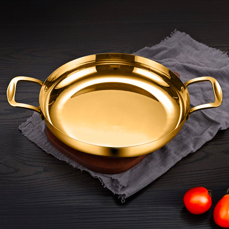 28cm Stainless Steel Flat Base Seafood Dry Pot Gold Non Stick Induction Ready