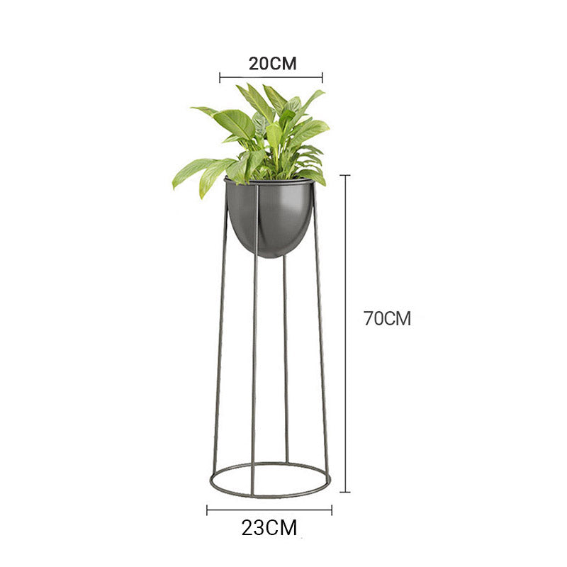 4X 70cm Round Wire Metal Plant Stands Enamel Coated Pots Black