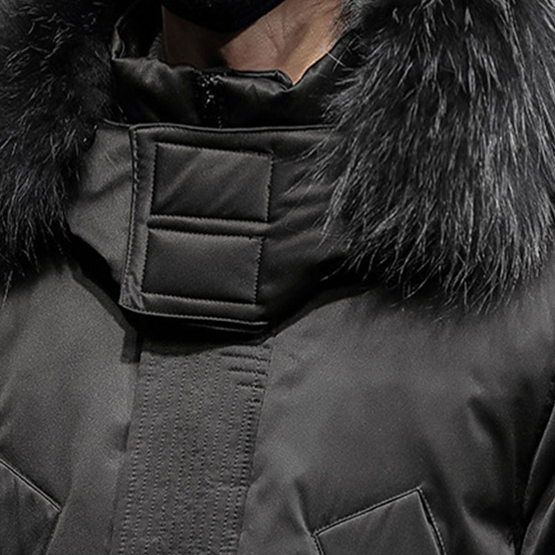 3XL Black Hooded Duck Down Jacket Quilted Lightweight Polyester Elastane