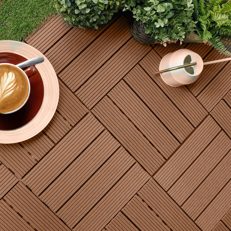 11 pcs Wooden Composite Decking Tiles 30X30X2.2cm Red Brown Slip Resistant
