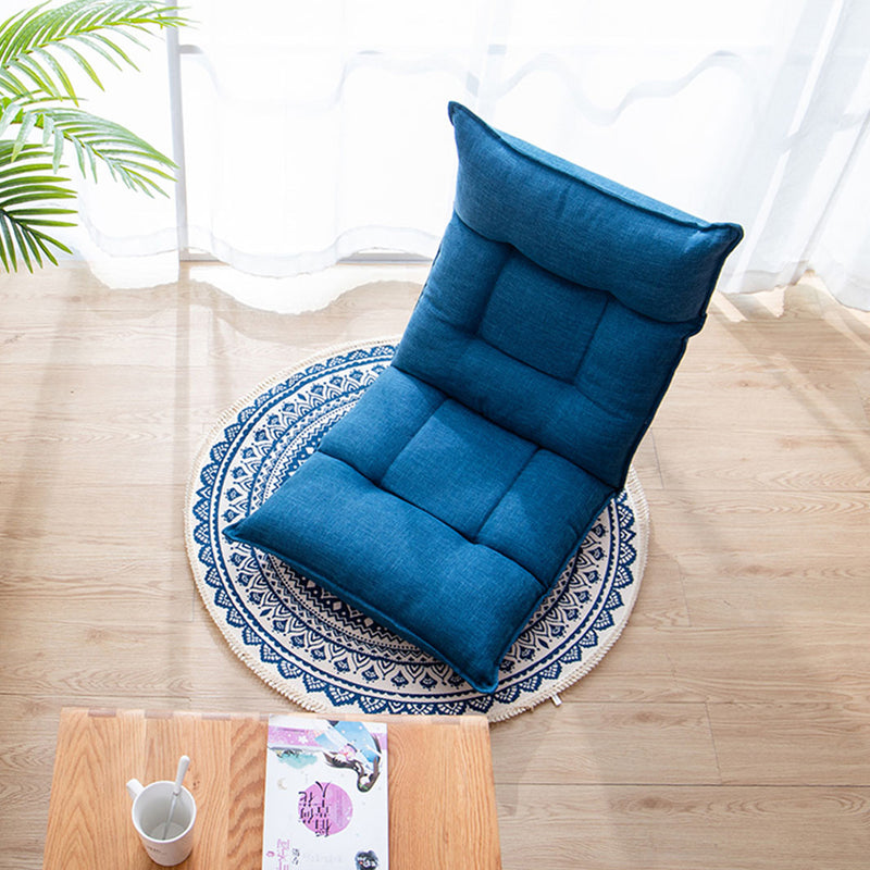 Cotton Linen Round Rug 90x90x3cm Blue Non Slip Tassel Soft Floor Mat