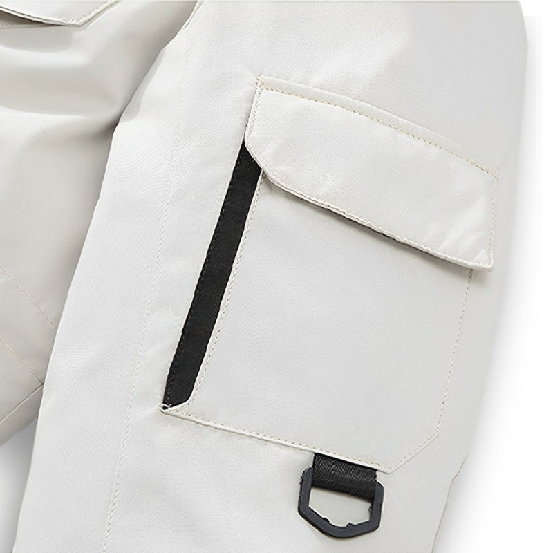 Puffer Jacket Duck Down Polyester 2XL Hooded Quilted Lightweight White