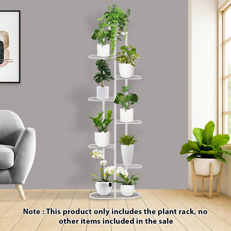 2X 8 Tier 9 Pots White Metal Plant Stand 44.5x22x140cm Space Saving