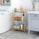 3 Tier Metal Bathroom Shelf 50x20x80cm Multifunctional Storage Rack Gold