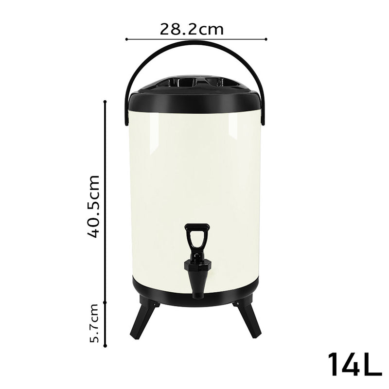14L Stainless Steel Insulated Beverage Dispenser Hot Cold Drinks With Faucet White