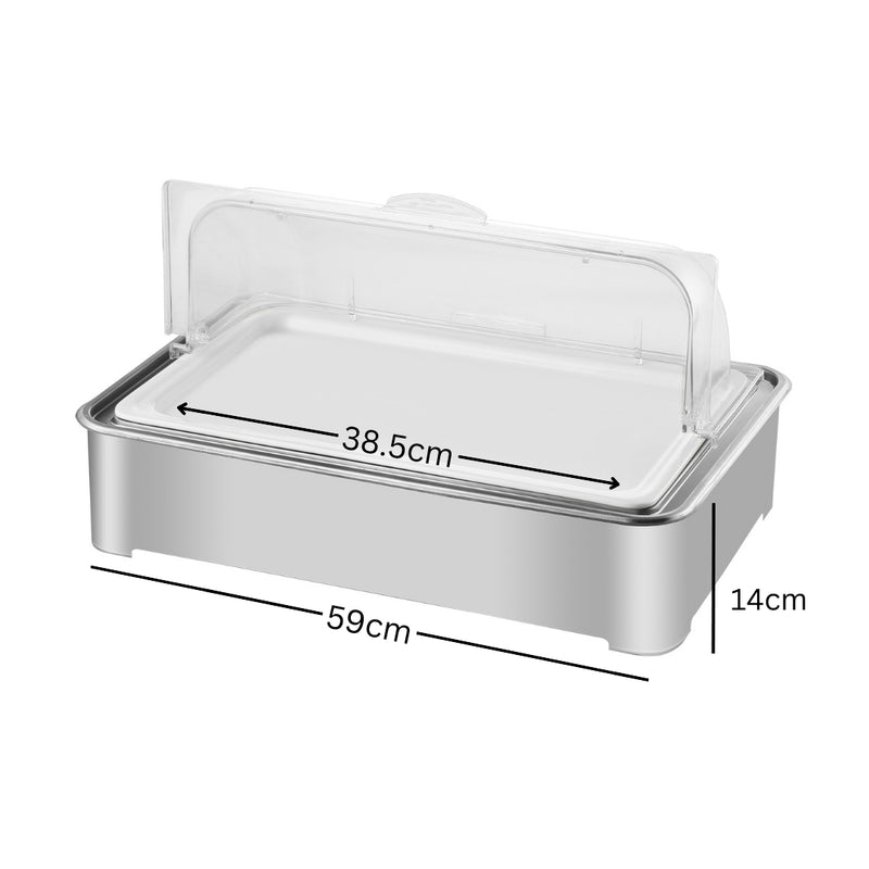 Ceramic Chafing Dish 59x38.5x14cm 9L Silver With Stainless Stand
