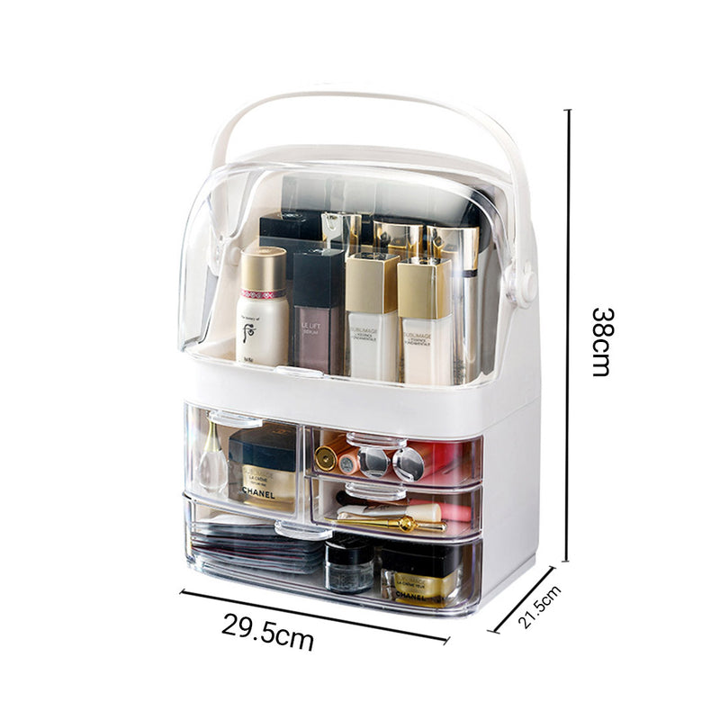 2X 3 Tier White Makeup Cosmetic Storage Organizer ABS Holder with Handle