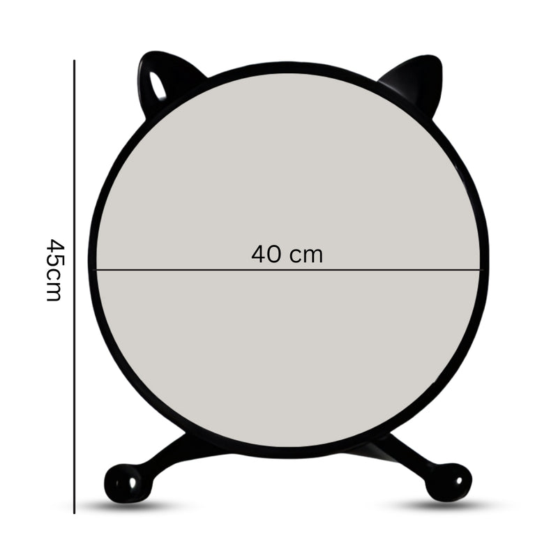 Smart 40cm Black Makeup Table Mirror Cat Ear Style No LED Light Bedroom Decor