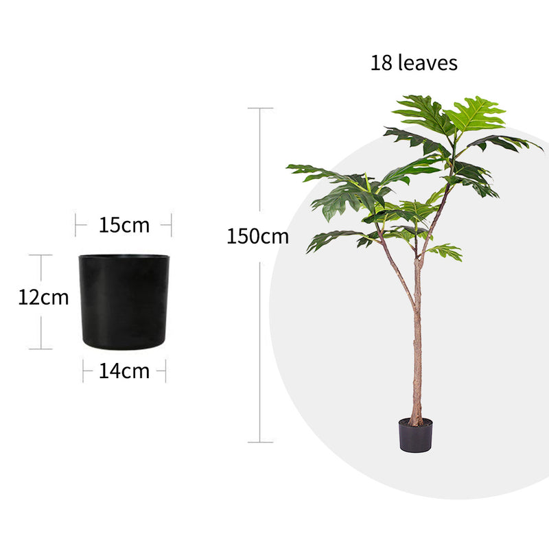 Artificial Philodendron Tree 150cm Polyethylene 21 Leaves Green Indoor Pot
