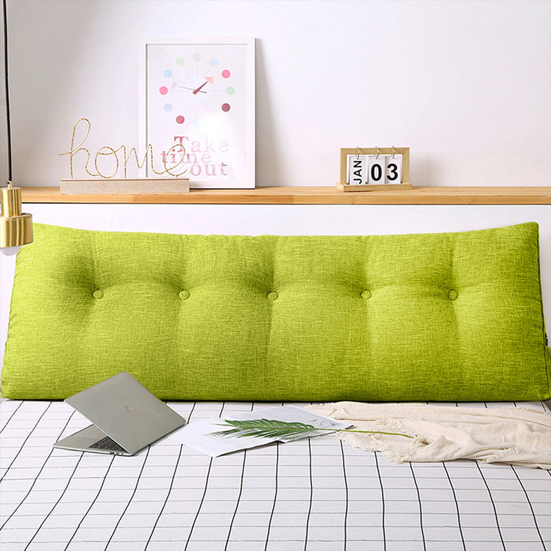 2X 120cm Triangular Wedge Backrest Pillow Polyester PP Filling Green Tufted