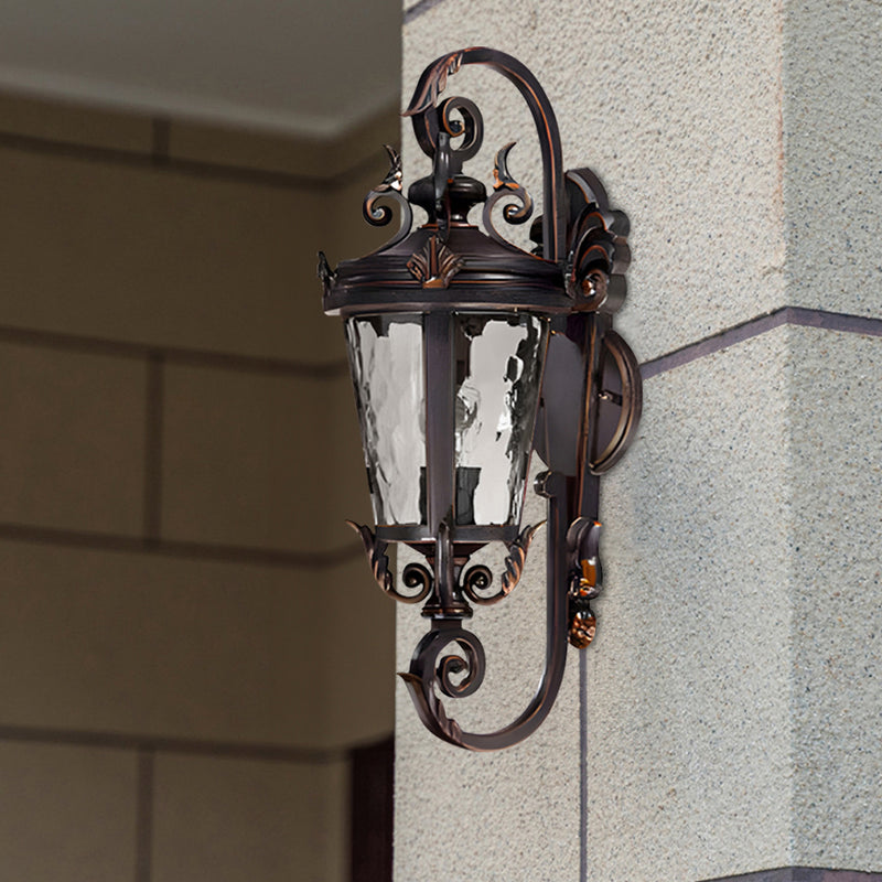 2X Vintage Aluminum And Glass Wall Lamp 36cmx70cm Dark Brown