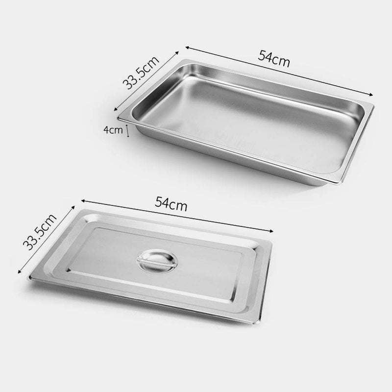 Full Size 1/1 Gastronorm Pan 53cm X 32.5cm 4cm Deep Stainless Steel Lid Included