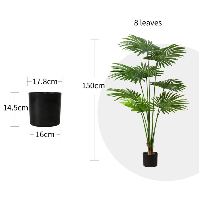 150cm Artificial Fan Palm Tree Indoor Outdoor Decor Green Realistic Plant