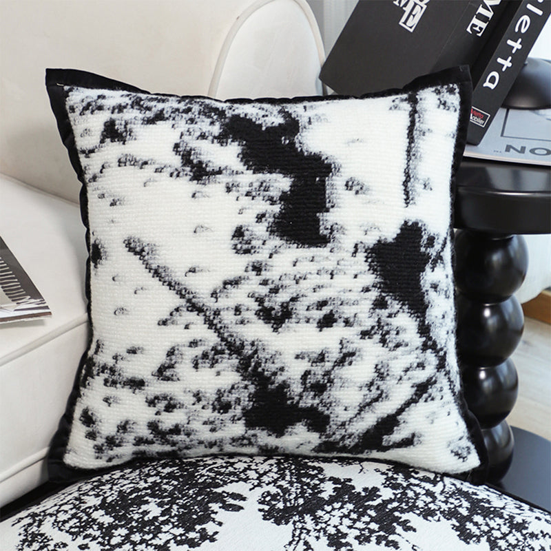 2X Throw Pillow Polyester Cotton 50x50x18cm Thick Black And White Leopard