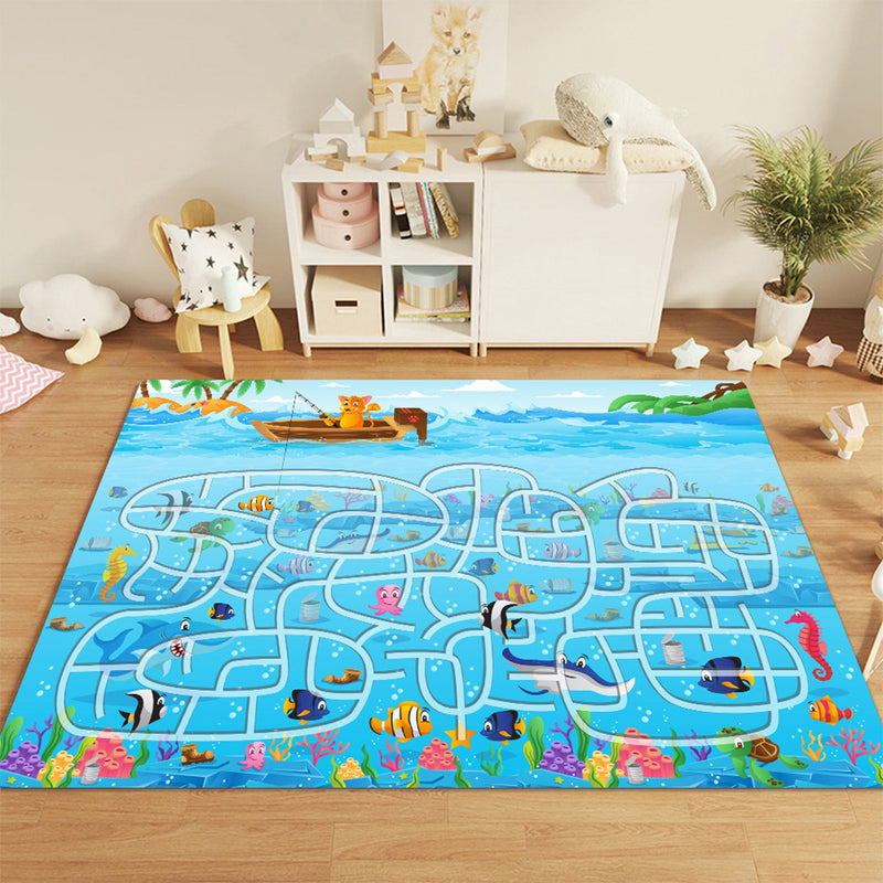 Kids Street Map Play Mat Polyester Rug 120x180cm Multicolor Educational