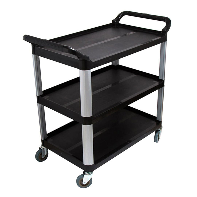 2X 3 Tier Food Cart Steel Frame Pvc Shelves Large 950x500x960 4 Inch Tpr Wheels