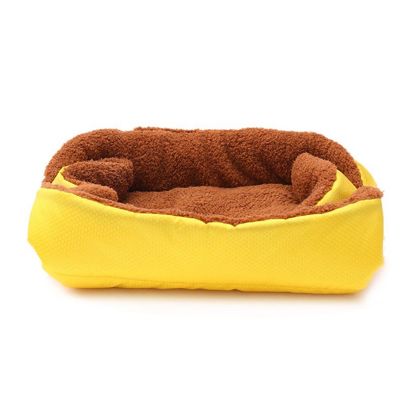 Dual Purpose Plush Pet Bed 40cmx26cmx13cm Convertible Nest Anti Slip Yellow