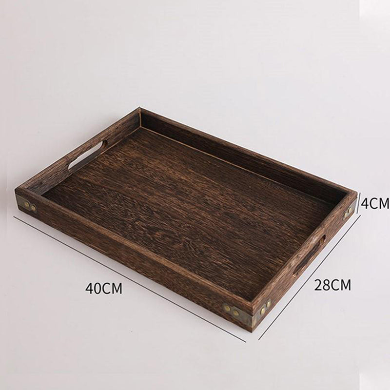 2X Large Walnut Brown Rectangle Tung Wood Serving Tray 40x28cm Eco Friendly