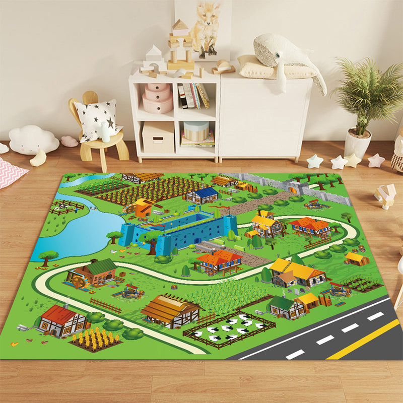 2X 120cm Kids Play Mat Street Map Rug Educational Polyester Area Carpet Multicolor