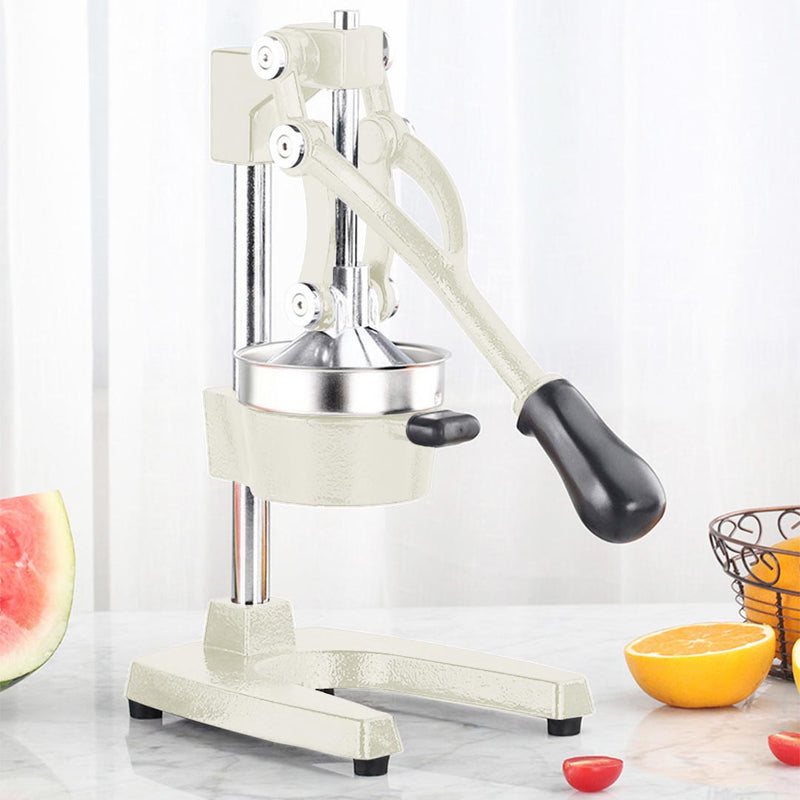 Commercial Manual Citrus Juicer Cast Iron Base 304 Stainless Steel Cone White