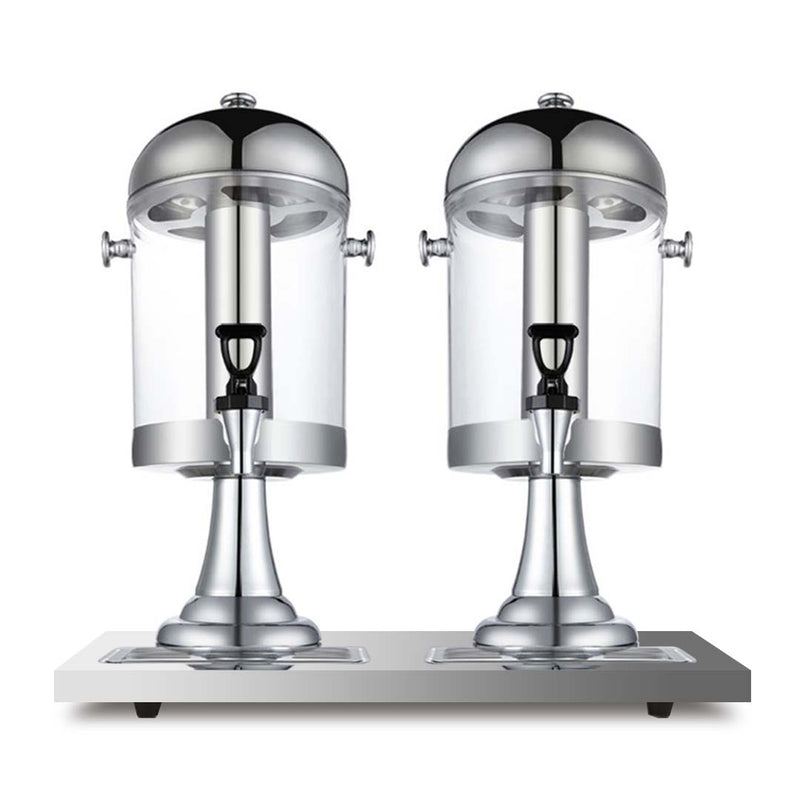 2X 8L Stainless Steel Beverage Dispenser Dual Server With Ice Tube Mirror Finish