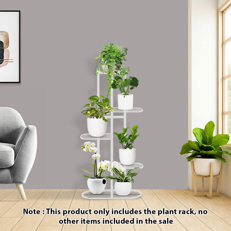 2X 5 Tier 6 Pots White Metal Plant Stand Space Saving Narrow 96Cm Tall