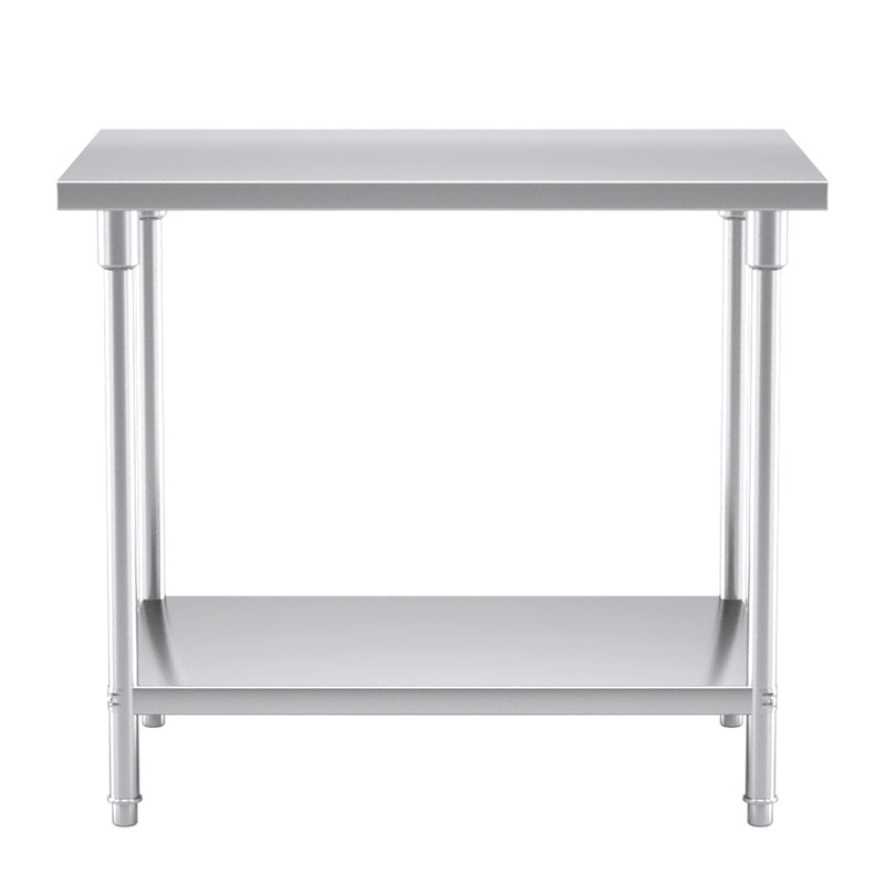 Commercial Stainless Steel Prep Workbench 1000x700x850mm Adjustable Shelf