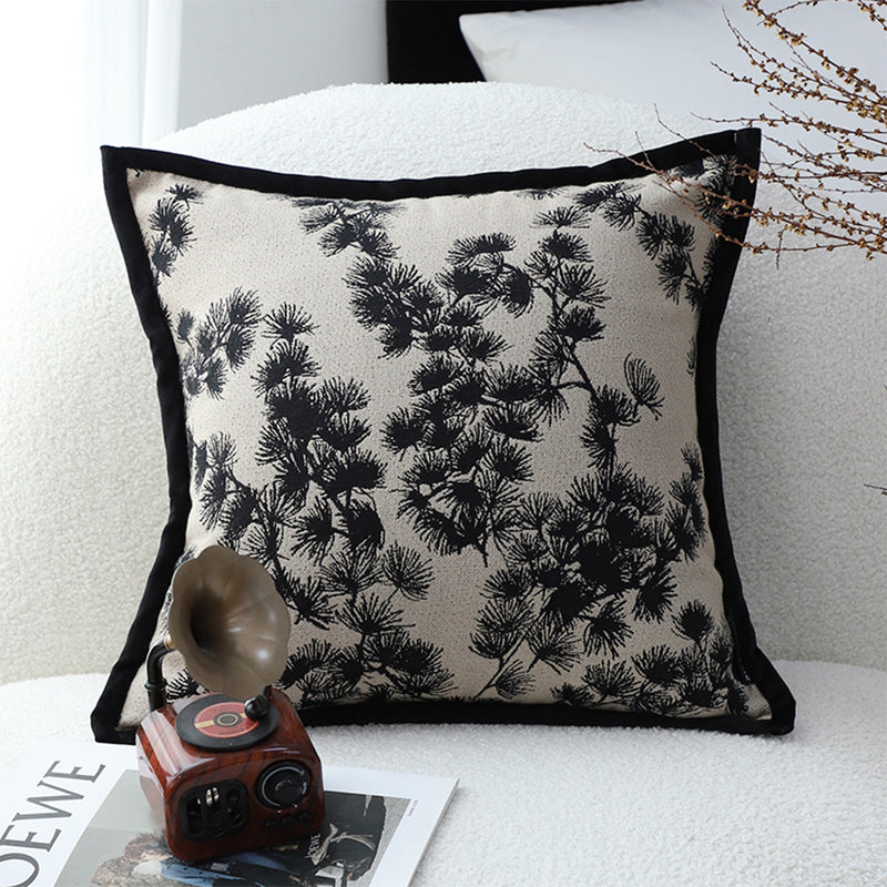 45x45x14cm Polyester Throw Pillow Square Black And White Wide Border