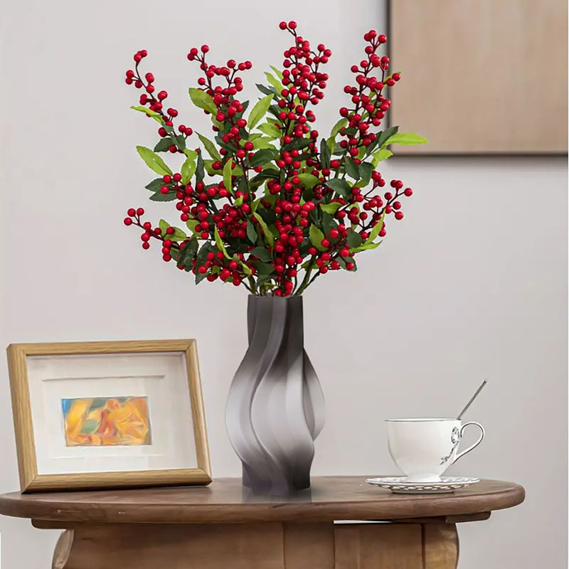 Hand Blown Glass Vase 33cm Bubble Texture Slender Grey