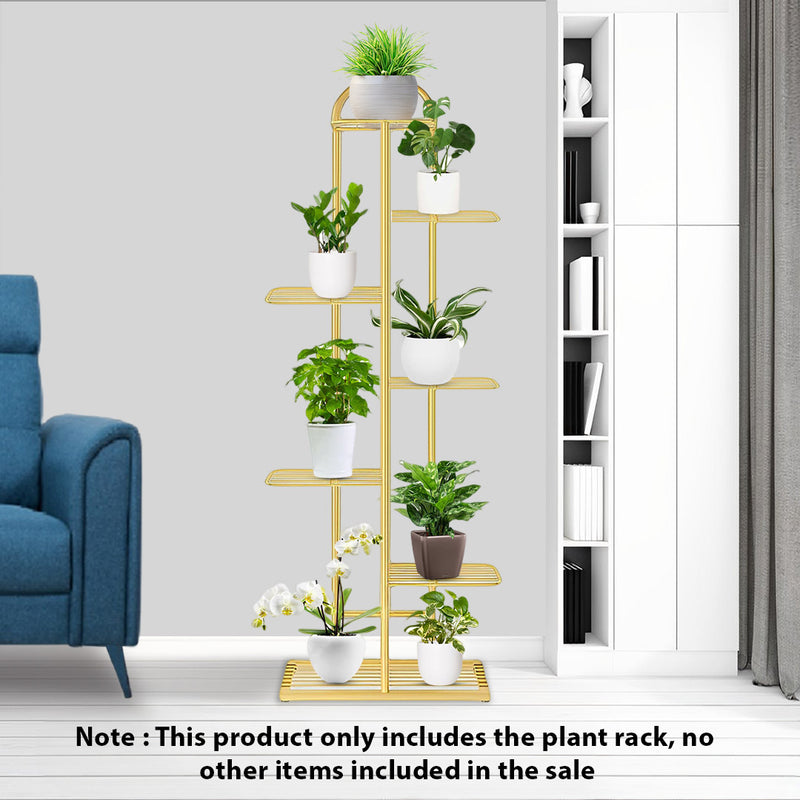 2X Gold 7 Tier Metal Plant Stand 8 Pots Tall Indoor Flowerpot Display Rack