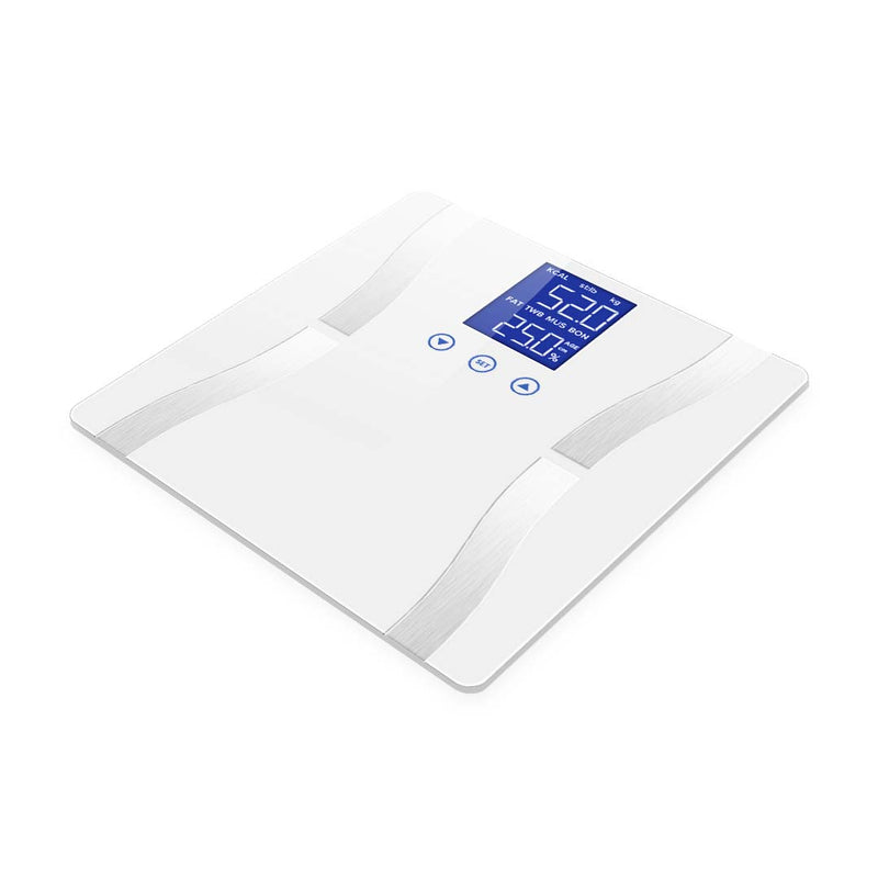 Glass Digital Body Fat Scale LCD Bathroom Water Weighing White 180kg 8 Users