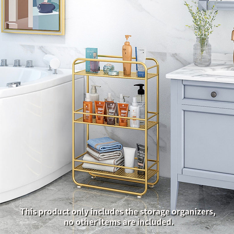 3 Tier Rectangular Metal Bathroom Shelf Gold 50x20x80cm Multipurpose Organizer
