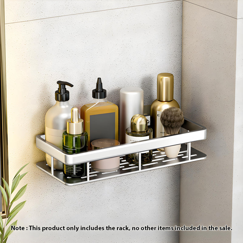 2X Silver Aluminum Wall Mounted Bathroom Shelf Rack 34x16x6.5cm Rustproof