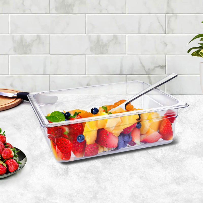 100mm Polycarbonate Gastronorm 1/2 Pan Clear Food Tray Bundle of 6