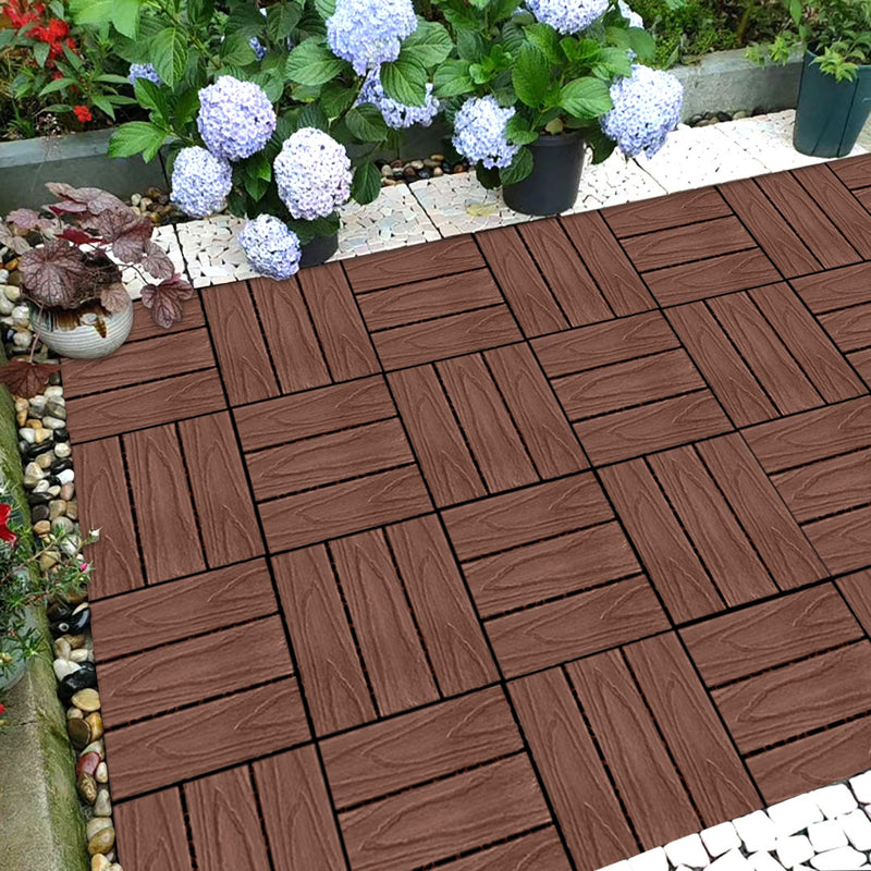 2X 11 pcs Wood Plastic Composite Decking Tiles 30X30X2.2cm Dark Chocolate