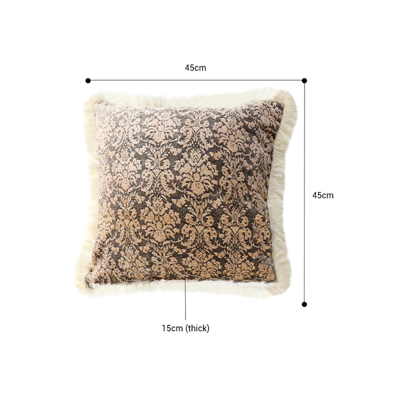2X 45cm Square Velvet Throw Pillow 15cm Thick Dark Floral Tassel