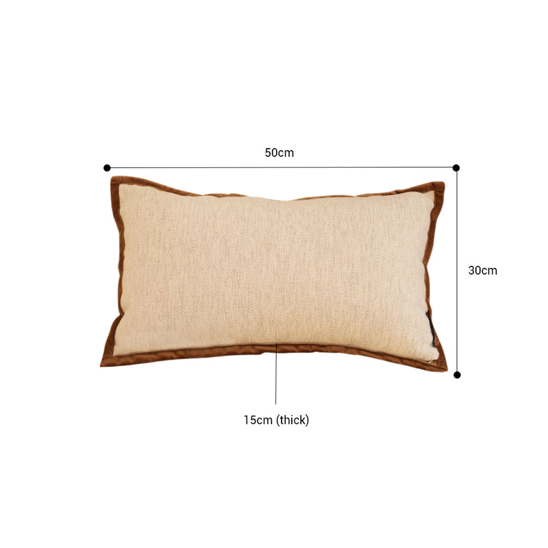 2X Rectangular Plush Velvet Throw Pillow 30x50cm 15cm Thick Off White