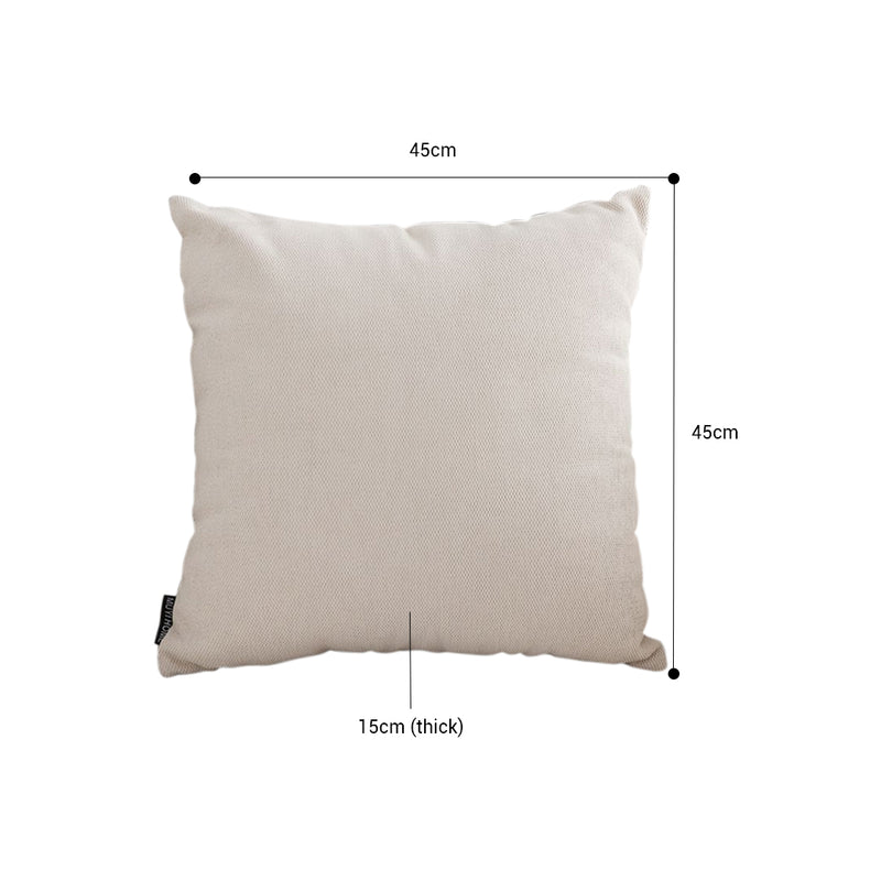 Plush Velvet Throw Pillow Polyester Cotton 45cm Square 15cm Thick Ivory