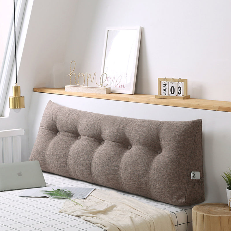 100cm Coffee Triangular Wedge Pillow Headboard Backrest with Side Pocket