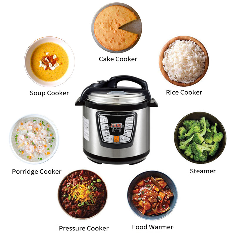 Electric Pressure Cooker 10L Stainless Steel Nonstick Programmable 1600W