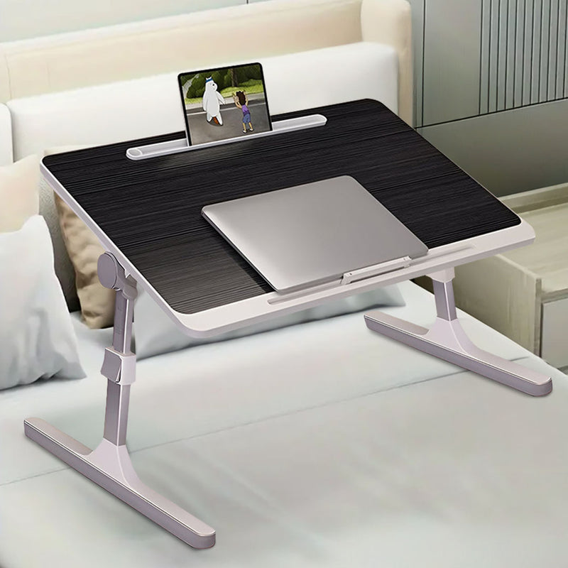 2X 60X40Cm Black Foldable Adjustable Laptop Bed Table With Tablet Slot