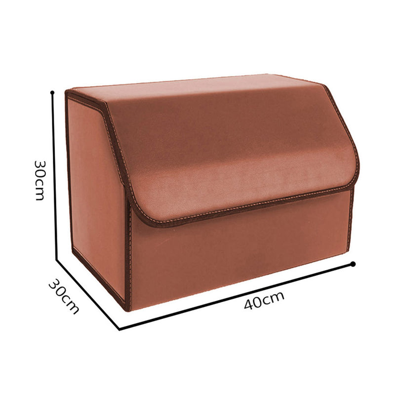 4X Leather Car Trunk Organizer 40x30x30cm Foldable Portable Black Red Stitch