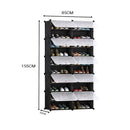 10 Tier 2 Column Shoe Rack Organizer Stackable Storage Black With Cover