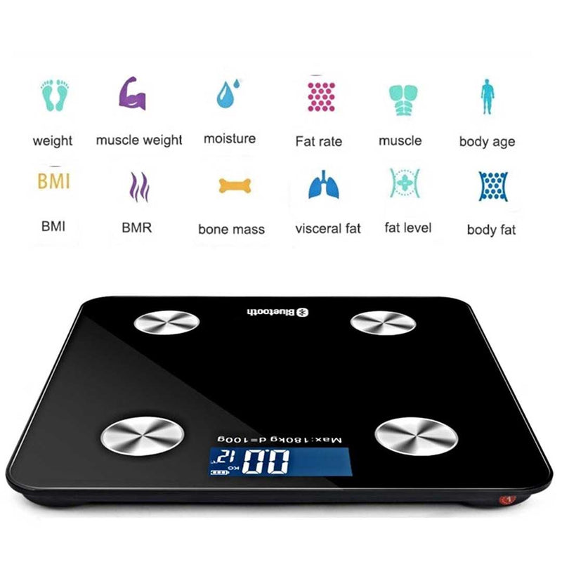 2X Bluetooth Digital Body Fat Scale BMI 4 Sensor 3KG To 180KG Black Pink
