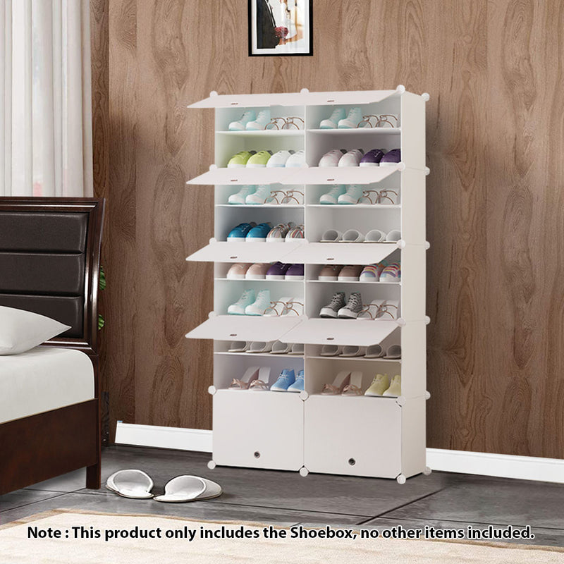 9 Tier 2 Column Polypropylene Shoe Rack Organizer White 85x32x156cm