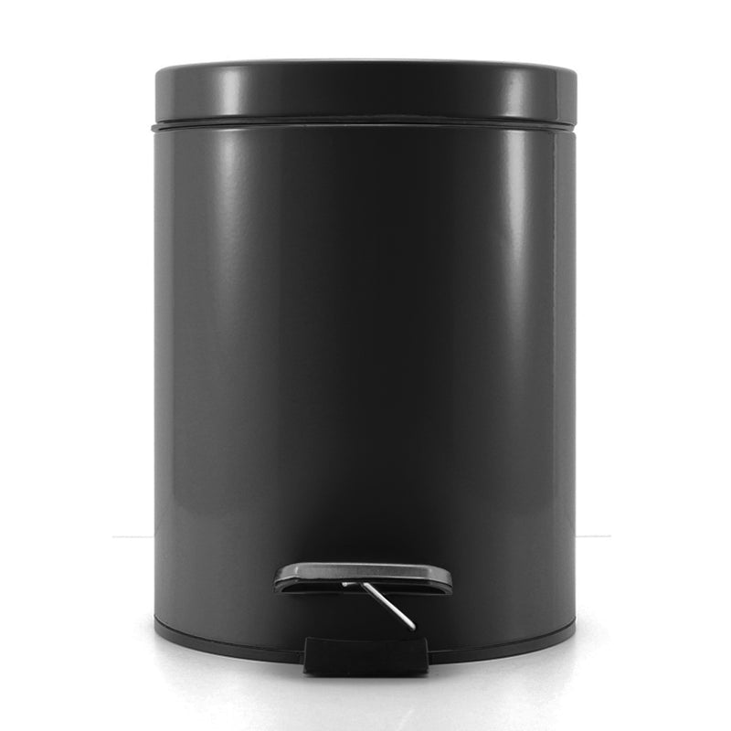 2X 12L Stainless Steel Pedal Bin Round Soft-Close Rubbish Trash Black