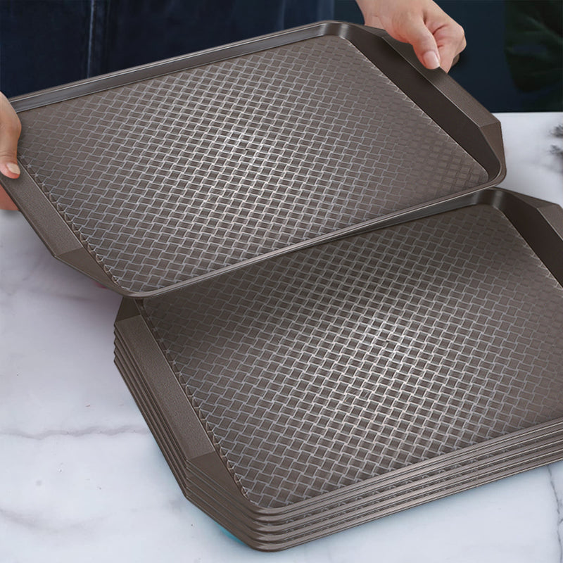 Rectangular Serving Tray Set of 10 PVC Waterproof Stackable Coffee Handles